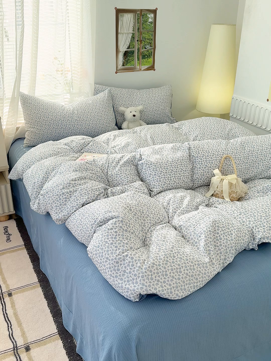 91家纺网 家纺一手货源 找家纺 竹合家纺 2025新品云感皱皱四件套跑量款小清新四件套 复古小花