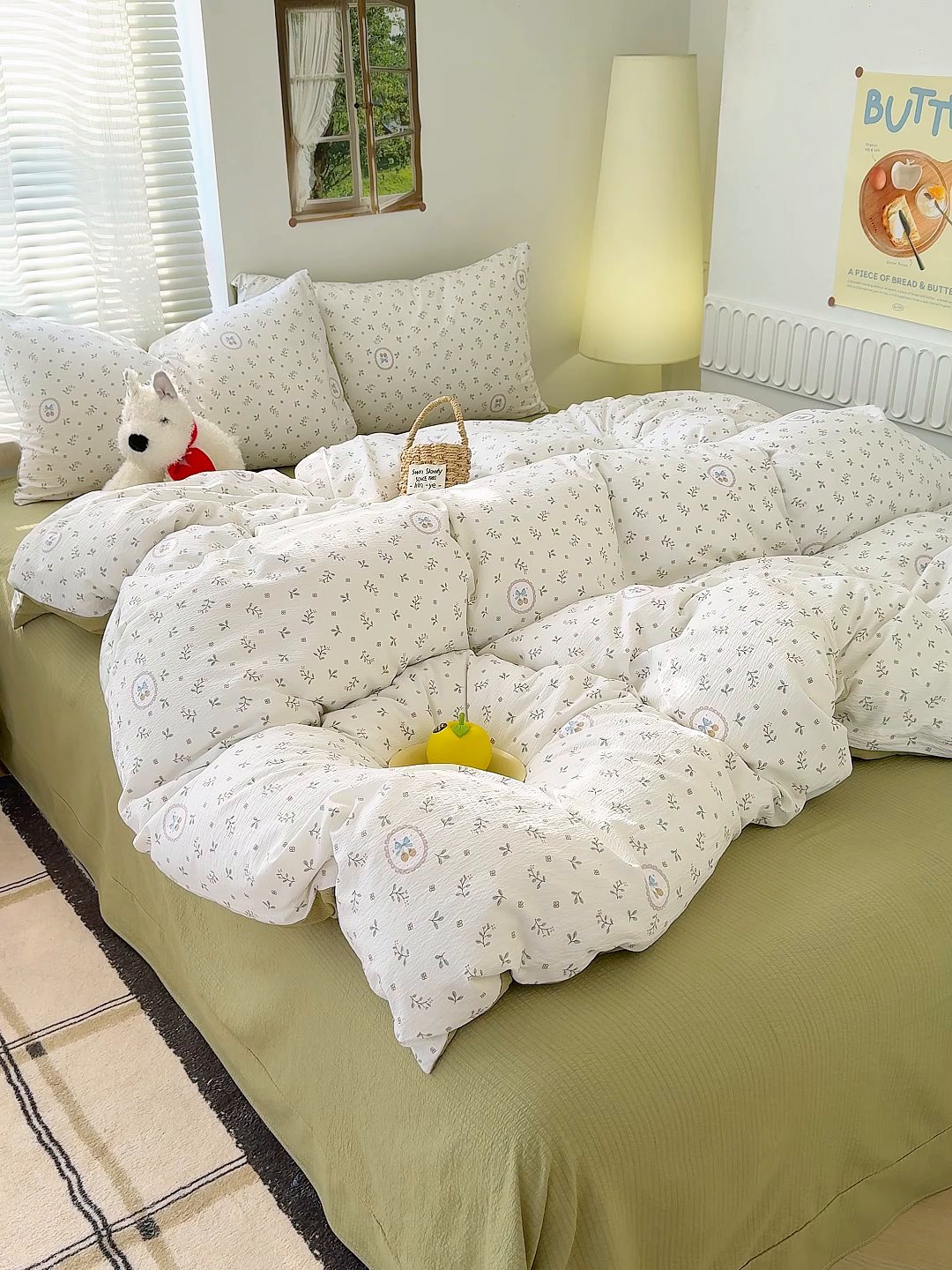 91家纺网 家纺一手货源 找家纺 竹合家纺 2025新品云感皱皱四件套跑量款小清新四件套 小确幸-绿