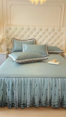 91家纺网 家纺一手货源 找家纺 （总）恋尚 2025新款可机洗可水洗冰丝床裙软席