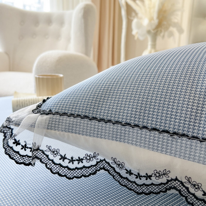 91家纺网 家纺一手货源 找家纺 恋尚 2025新款可机洗可水洗冰丝床裙软席 卡梵-蓝