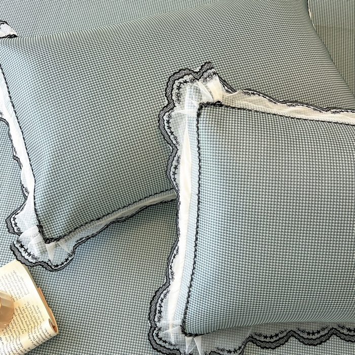 91家纺网 家纺一手货源 找家纺 恋尚 2025新款可机洗可水洗冰丝床裙软席 卡梵-绿