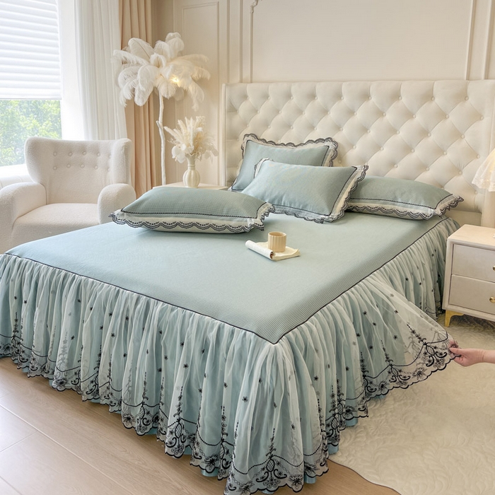 恋尚 2025新款可机洗可水洗冰丝床裙软席 卡梵-绿