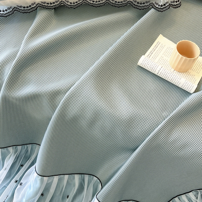 91家纺网 家纺一手货源 找家纺 恋尚 2025新款可机洗可水洗冰丝床裙软席 卡梵-绿