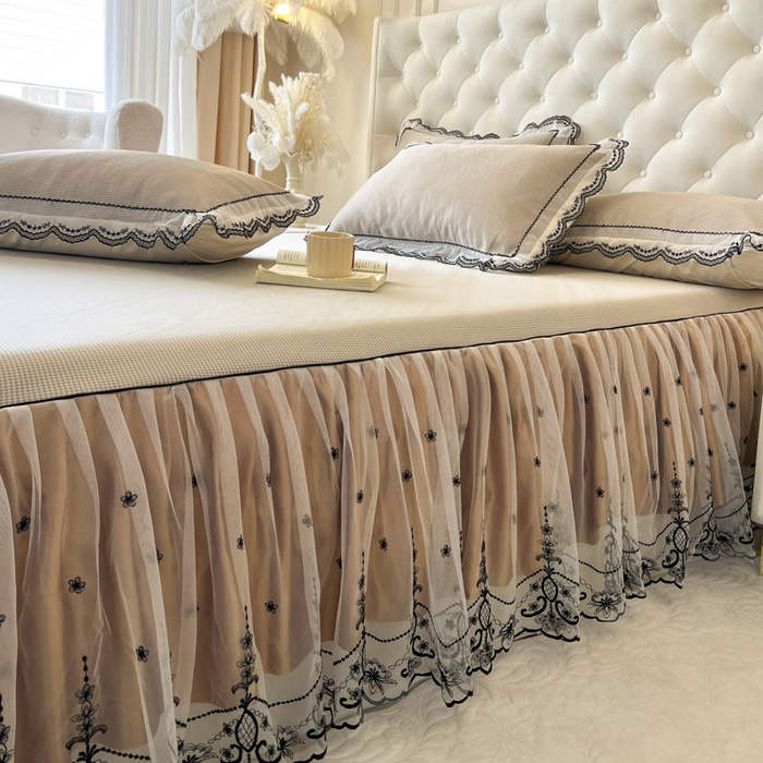 91家纺网 家纺一手货源 找家纺 恋尚 2025新款可机洗可水洗冰丝床裙软席 卡梵-浅咖