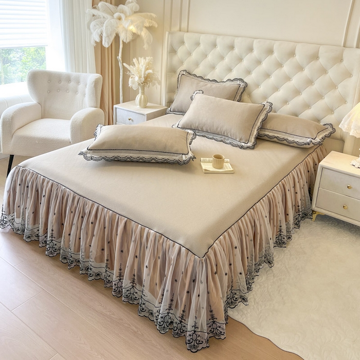 恋尚 2025新款可机洗可水洗冰丝床裙软席 卡梵-浅咖