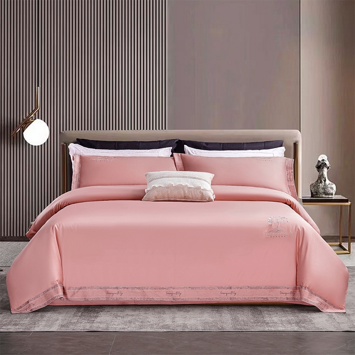 博之洋婚庆 2025新款纯棉全棉长绒棉刺绣绣花高端礼盒四件套-仲夏 仲夏-豆沙