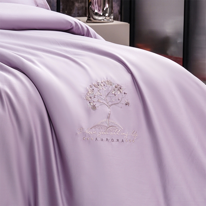 91家纺网 家纺一手货源 找家纺 博之洋婚庆 2025新款纯棉全棉长绒棉刺绣绣花高端礼盒四件套-仲夏 仲夏-浪漫紫