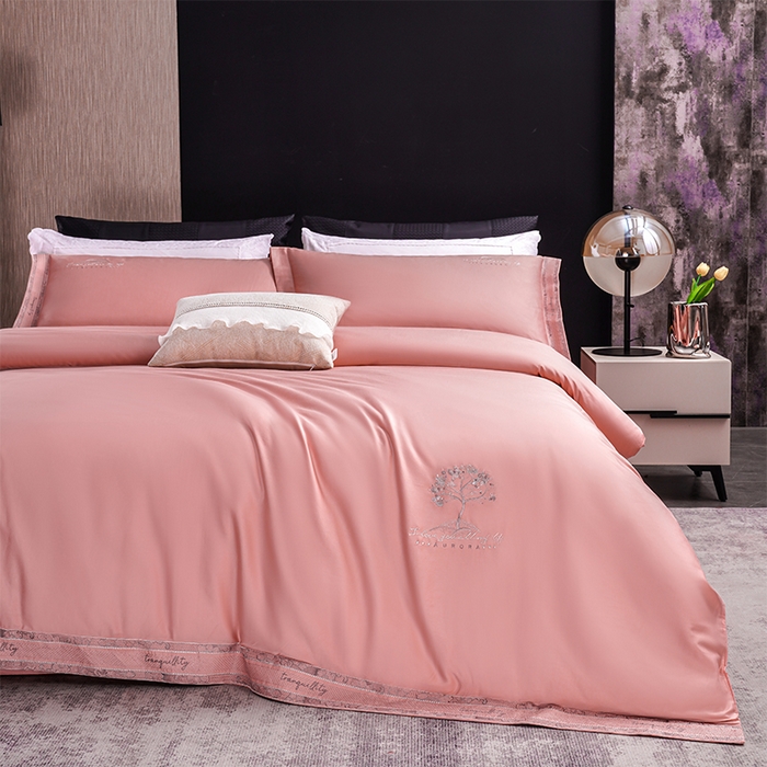 91家纺网 家纺一手货源 找家纺 博之洋婚庆 2025新款纯棉全棉长绒棉刺绣绣花高端礼盒四件套-仲夏 仲夏-豆沙