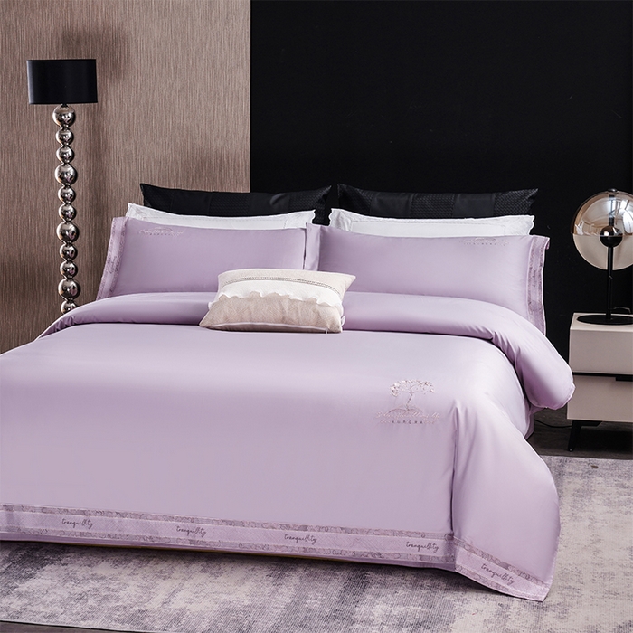 91家纺网 家纺一手货源 找家纺 博之洋婚庆 2025新款纯棉全棉长绒棉刺绣绣花高端礼盒四件套-仲夏 仲夏-浪漫紫