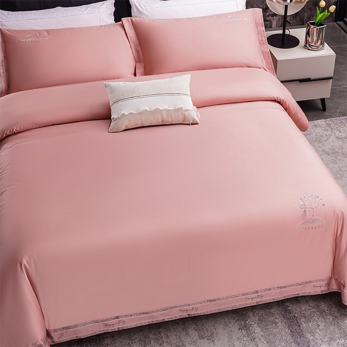 91家纺网 家纺一手货源 找家纺 博之洋婚庆 2025新款纯棉全棉长绒棉刺绣绣花高端礼盒四件套-仲夏 仲夏-豆沙