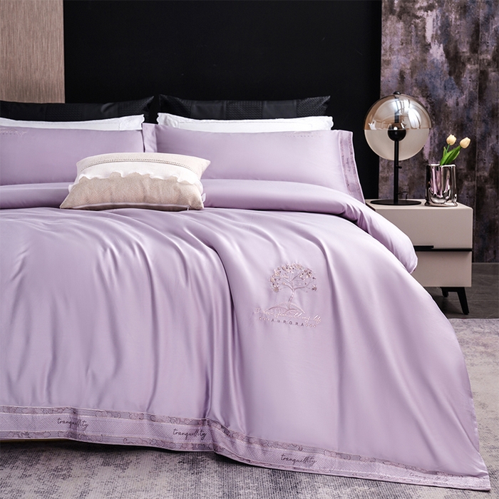 91家纺网 家纺一手货源 找家纺 博之洋婚庆 2025新款纯棉全棉长绒棉刺绣绣花高端礼盒四件套-仲夏 仲夏-浪漫紫