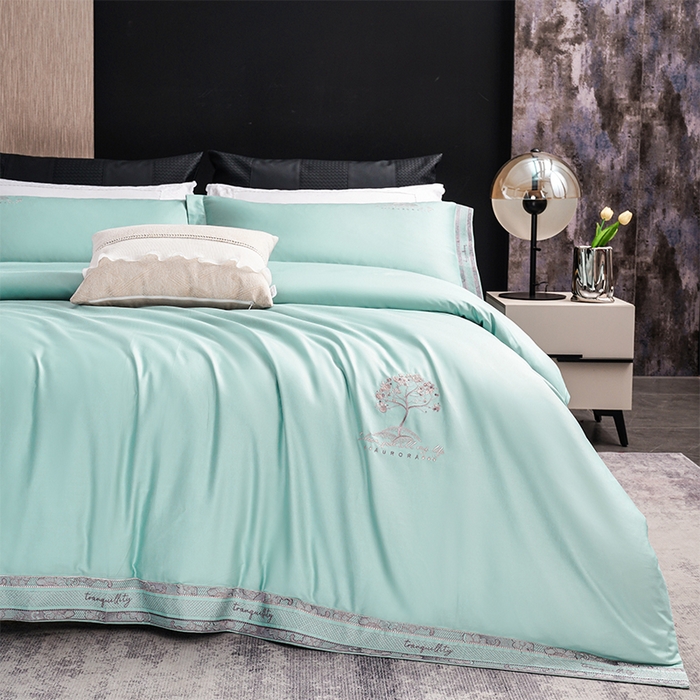 91家纺网 家纺一手货源 找家纺 博之洋婚庆 2025新款纯棉全棉长绒棉刺绣绣花高端礼盒四件套-仲夏 仲夏-夏之绿