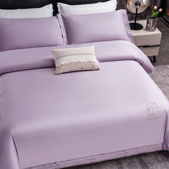 91家纺网 家纺一手货源 找家纺 博之洋婚庆 2025新款纯棉全棉长绒棉刺绣绣花高端礼盒四件套-仲夏 仲夏-浪漫紫