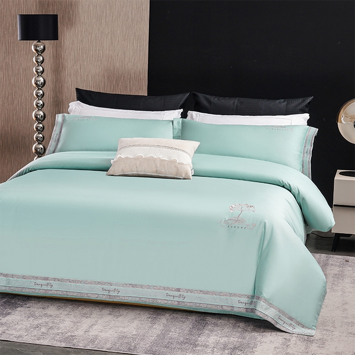 91家纺网 家纺一手货源 找家纺 博之洋婚庆 2025新款纯棉全棉长绒棉刺绣绣花高端礼盒四件套-仲夏 仲夏-夏之绿