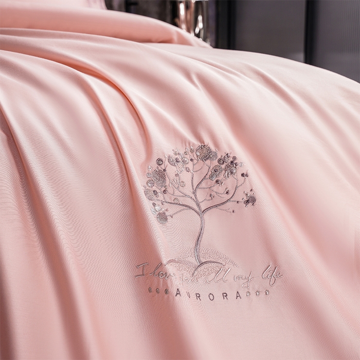 91家纺网 家纺一手货源 找家纺 博之洋婚庆 2025新款纯棉全棉长绒棉刺绣绣花高端礼盒四件套-仲夏 仲夏-粉