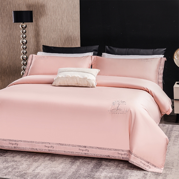 91家纺网 家纺一手货源 找家纺 博之洋婚庆 2025新款纯棉全棉长绒棉刺绣绣花高端礼盒四件套-仲夏 仲夏-粉