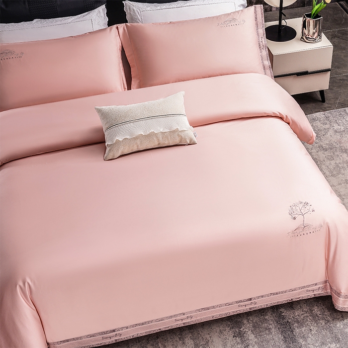 91家纺网 家纺一手货源 找家纺 博之洋婚庆 2025新款纯棉全棉长绒棉刺绣绣花高端礼盒四件套-仲夏 仲夏-粉