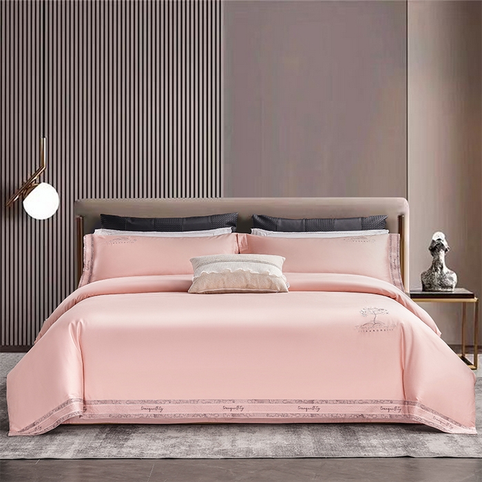 博之洋婚庆 2025新款纯棉全棉长绒棉刺绣绣花高端礼盒四件套-仲夏 仲夏-粉