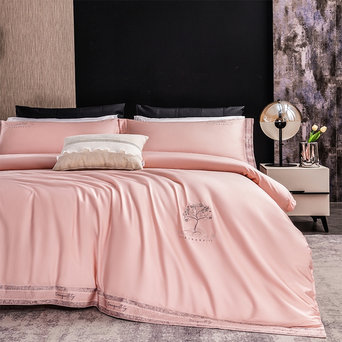 91家纺网 家纺一手货源 找家纺 博之洋婚庆 2025新款纯棉全棉长绒棉刺绣绣花高端礼盒四件套-仲夏 仲夏-粉