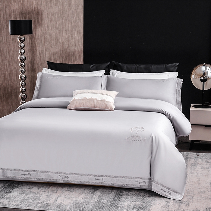 91家纺网 家纺一手货源 找家纺 博之洋婚庆 2025新款纯棉全棉长绒棉刺绣绣花高端礼盒四件套-仲夏 仲夏-钻石灰