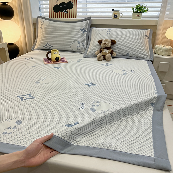 91家纺网 家纺一手货源 找家纺 857家居 2025新款卡皮巴拉凉豆豆凉席套件-床单款 卡皮巴拉-灰色