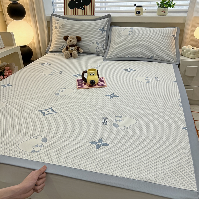 91家纺网 家纺一手货源 找家纺 857家居 2025新款卡皮巴拉凉豆豆凉席套件-床单款 卡皮巴拉-灰色