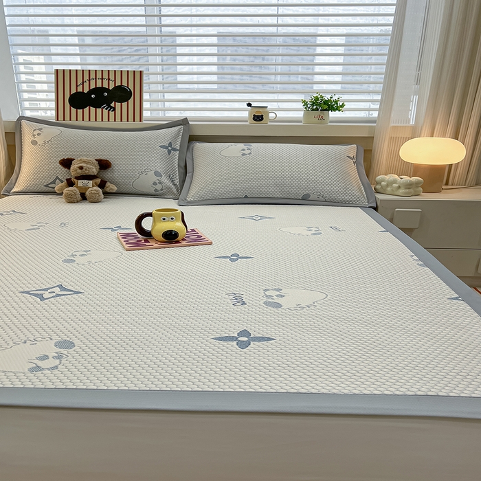 91家纺网 家纺一手货源 找家纺 857家居 2025新款卡皮巴拉凉豆豆凉席套件-床单款 卡皮巴拉-灰色