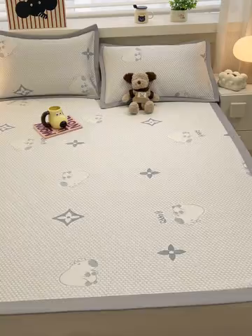 91家纺网 家纺一手货源 找家纺 857家居 2025新款卡皮巴拉凉豆豆凉席套件-床单款 卡皮巴拉-灰色