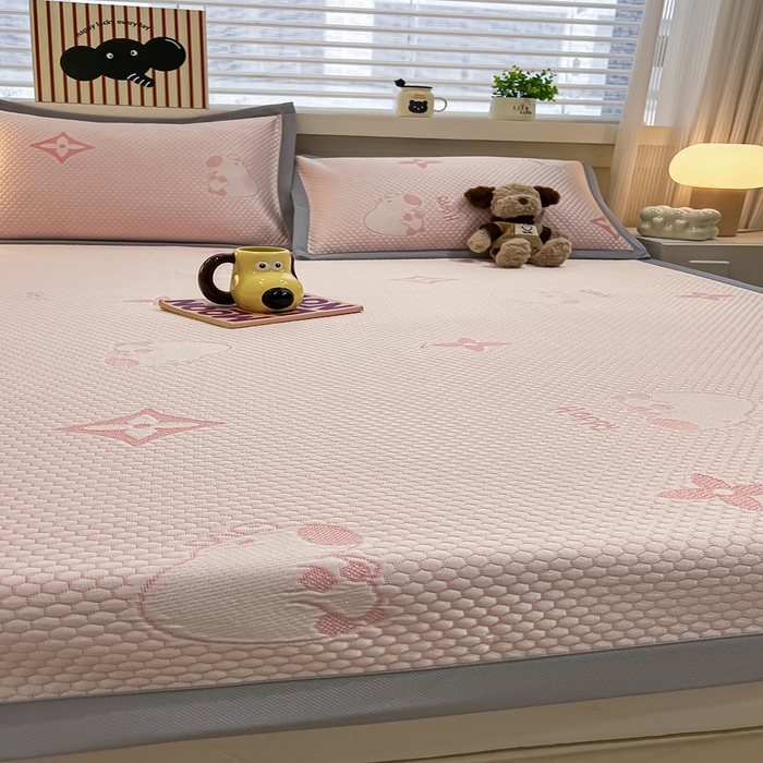 91家纺网 家纺一手货源 找家纺 857家居 2025新款卡皮巴拉凉豆豆凉席套件-床单款 卡皮巴拉-粉色