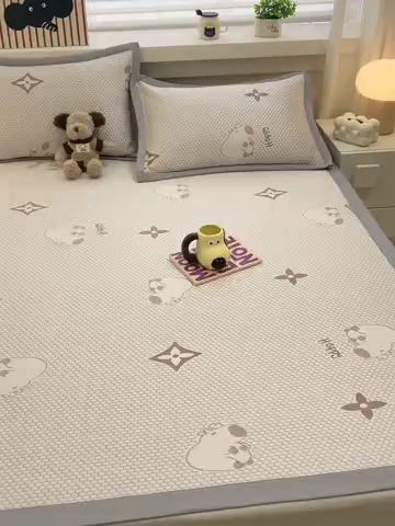 91家纺网 家纺一手货源 找家纺 857家居 2025新款卡皮巴拉凉豆豆凉席套件-床单款 卡皮巴拉-蓝色