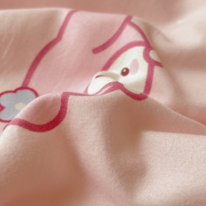 91家纺网 家纺一手货源 找家纺 桃心家居 2025新款A类云柔水洗棉花边韩版少女可爱仙仙大豆单夏被夏凉被空调被四件套 水洗棉花边-夏被甜品兔兔