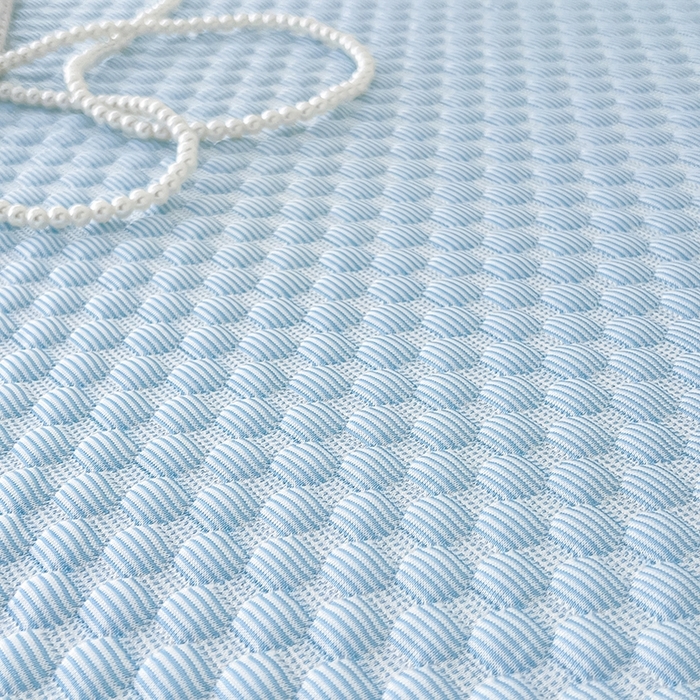 91家纺网 家纺一手货源 找家纺 857家居 2025新款冰雪凉豆豆床裙凉席三件套 冰雪豆豆席蓝