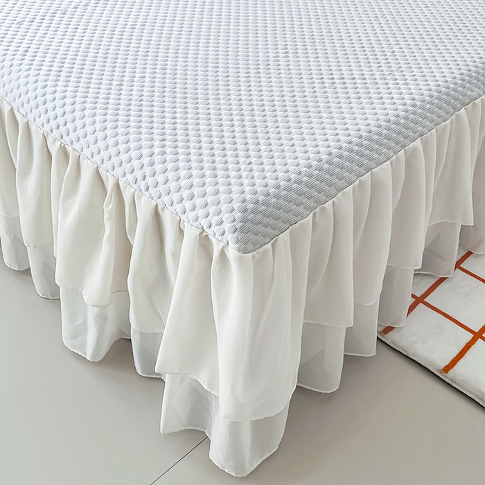 91家纺网 家纺一手货源 找家纺 857家居 2025新款冰雪凉豆豆床裙凉席三件套 冰雪豆豆席灰