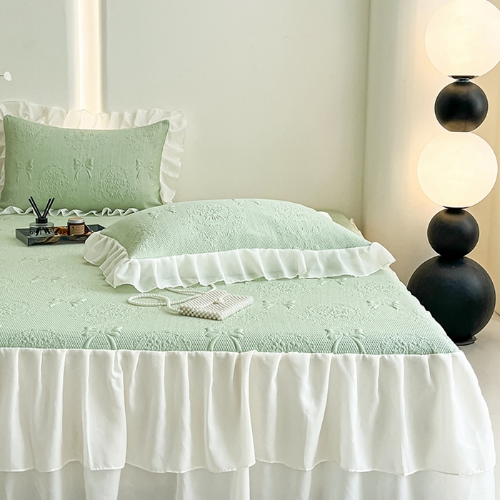 91家纺网 家纺一手货源 找家纺 （总）857家居 2025新款手捧花凉豆豆床裙凉席三件套