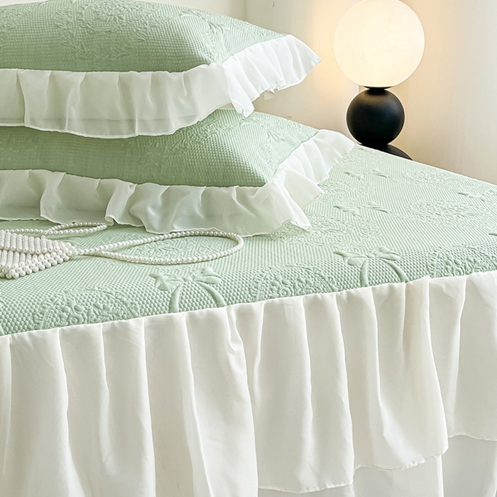 91家纺网 家纺一手货源 找家纺 （总）857家居 2025新款手捧花凉豆豆床裙凉席三件套