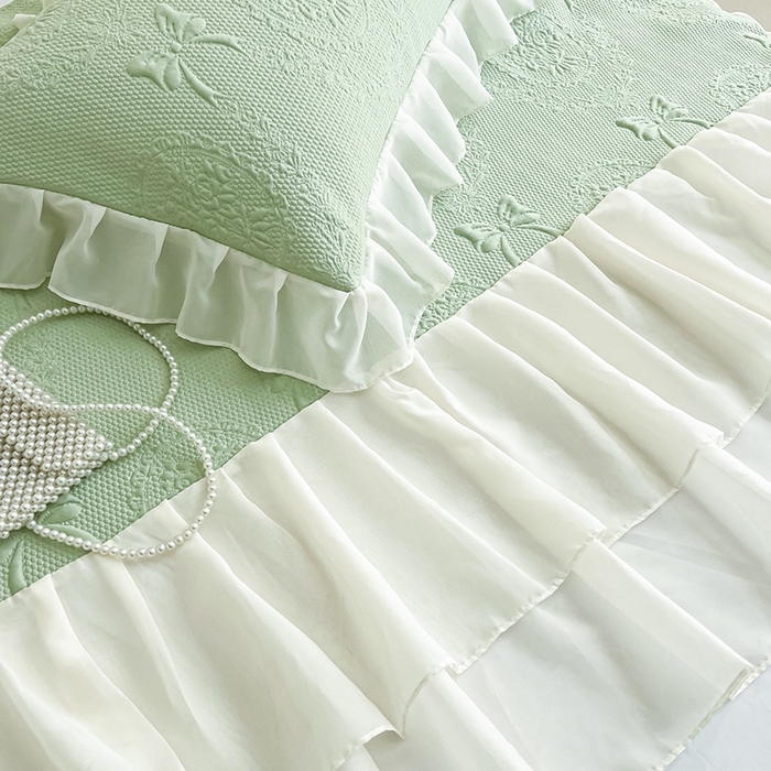 91家纺网 家纺一手货源 找家纺 （总）857家居 2025新款手捧花凉豆豆床裙凉席三件套