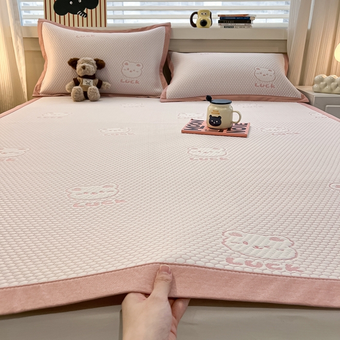 91家纺网 家纺一手货源 找家纺 （总）857家居 2025新款提花冰豆豆凉席三件套