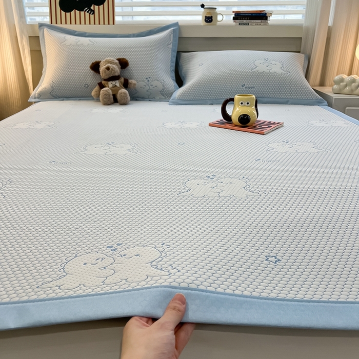 91家纺网 家纺一手货源 找家纺 （总）857家居 2025新款提花冰豆豆凉席三件套