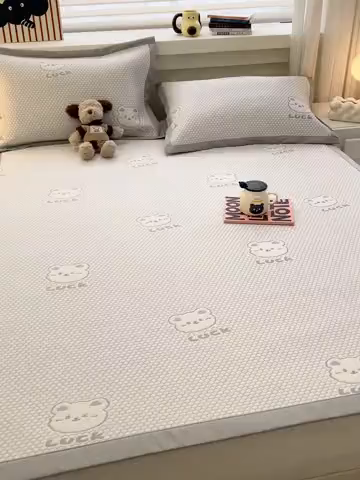 91家纺网 家纺一手货源 找家纺 （总）857家居 2025新款提花冰豆豆凉席三件套