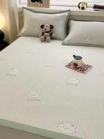 91家纺网 家纺一手货源 找家纺 （总）857家居 2025新款提花冰豆豆凉席三件套