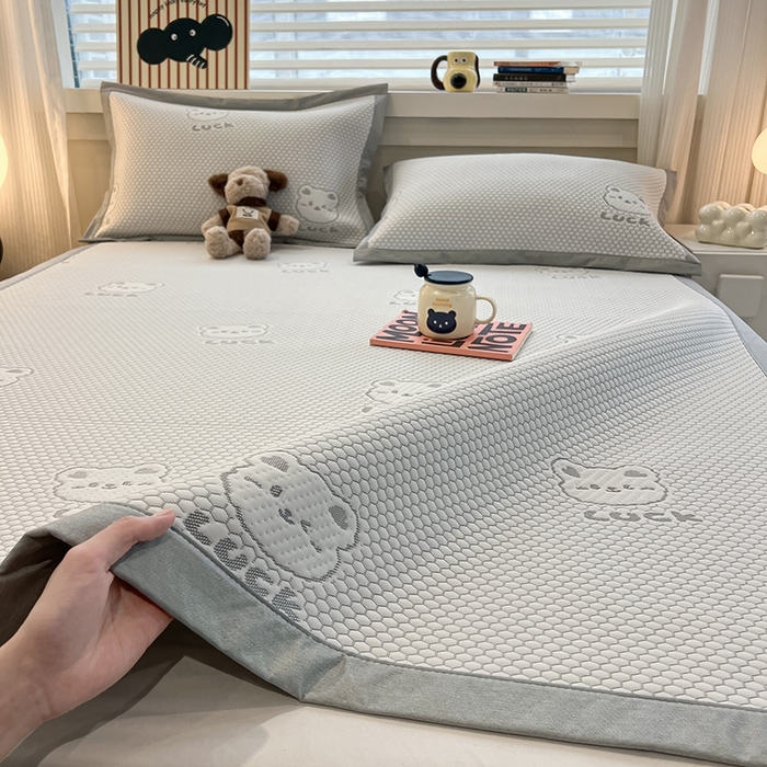 91家纺网 家纺一手货源 找家纺 （总）857家居 2025新款提花冰豆豆凉席三件套