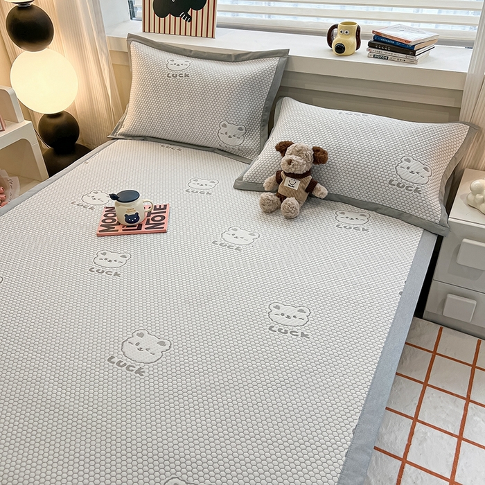 91家纺网 家纺一手货源 找家纺 （总）857家居 2025新款提花冰豆豆凉席三件套