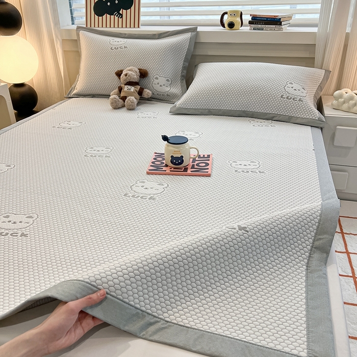 91家纺网 家纺一手货源 找家纺 （总）857家居 2025新款提花冰豆豆凉席三件套