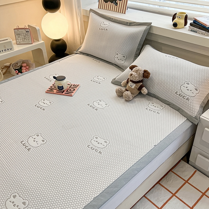 91家纺网 家纺一手货源 找家纺 （总）857家居 2025新款提花冰豆豆凉席三件套