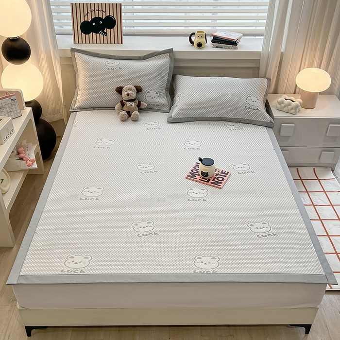 91家纺网 家纺一手货源 找家纺 （总）857家居 2025新款提花冰豆豆凉席三件套