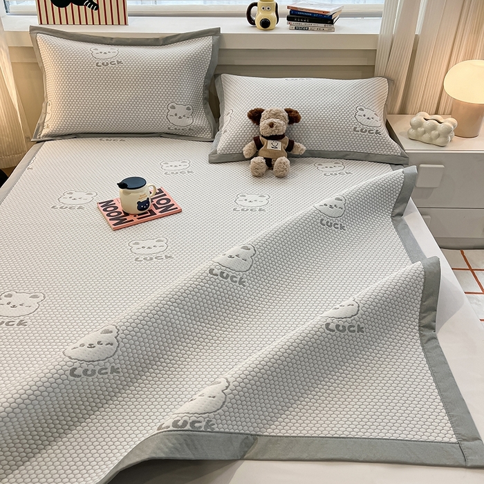 91家纺网 家纺一手货源 找家纺 （总）857家居 2025新款提花冰豆豆凉席三件套