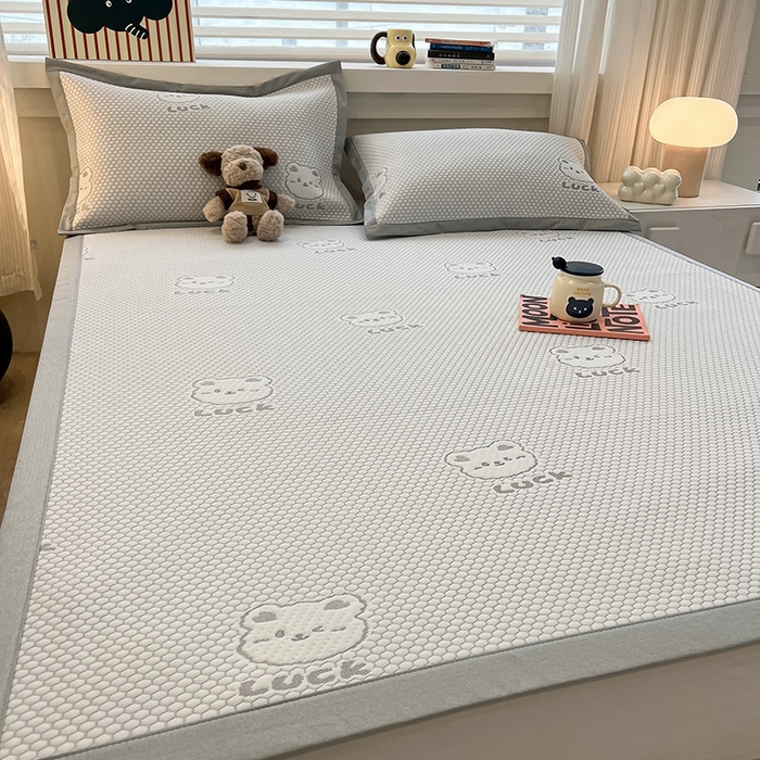 91家纺网 家纺一手货源 找家纺 （总）857家居 2025新款提花冰豆豆凉席三件套