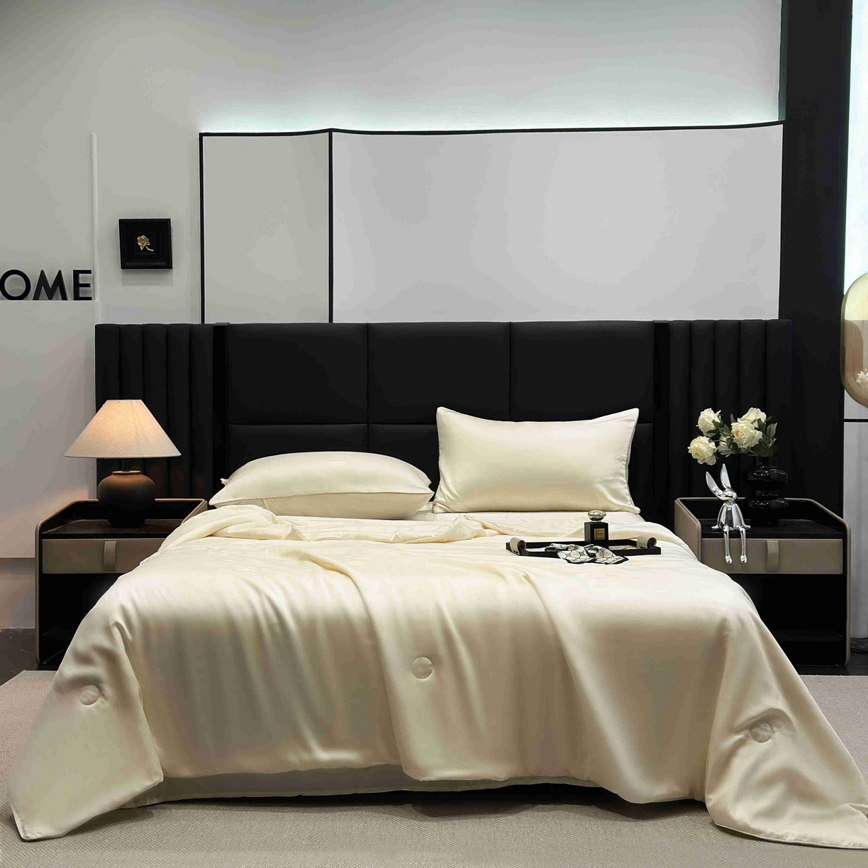 2025新款100%兰精天丝60支夏被单品夏被四件套 奶白