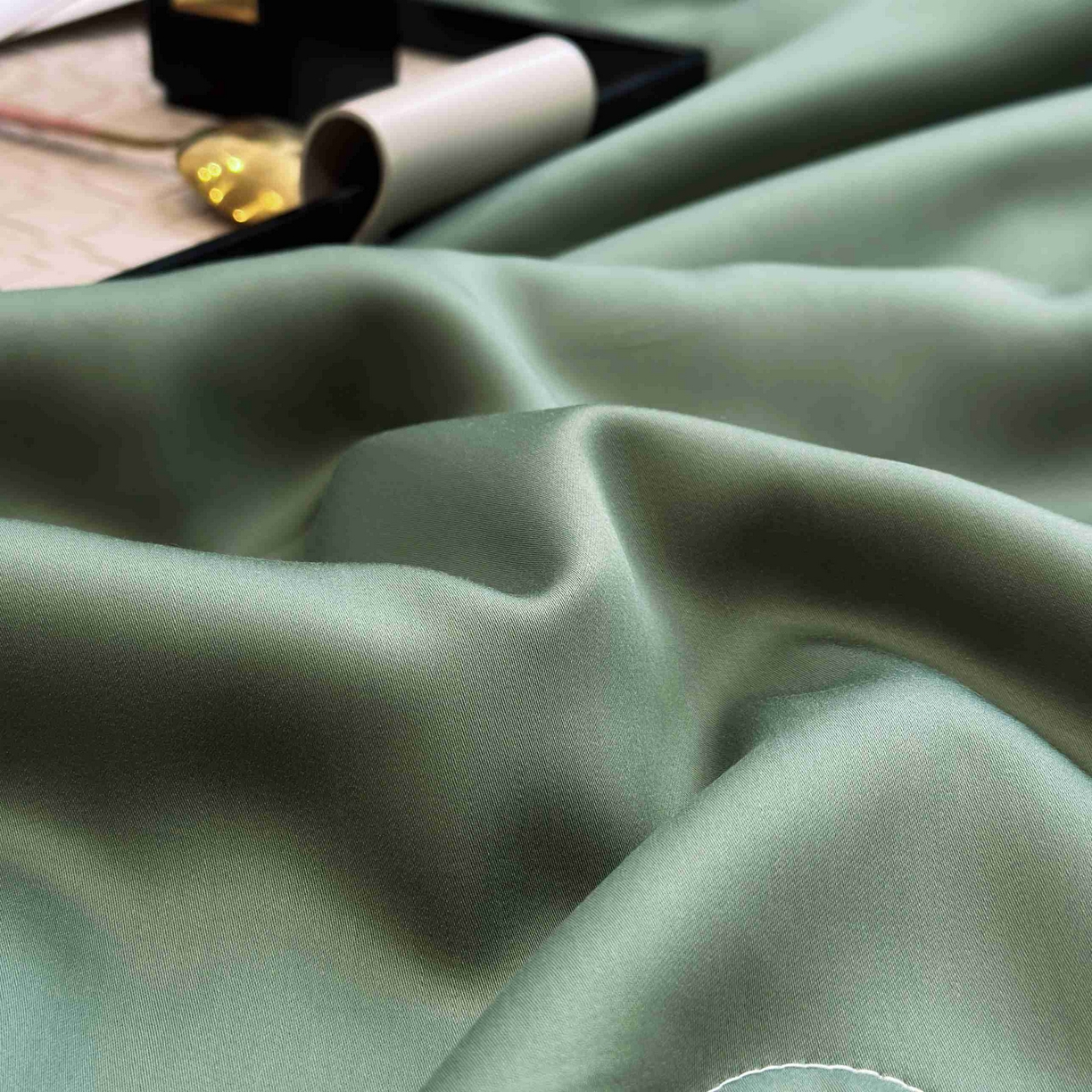 91家纺网 家纺一手货源 找家纺 2025新款100%兰精天丝60支夏被单品夏被四件套 石青绿+香槟