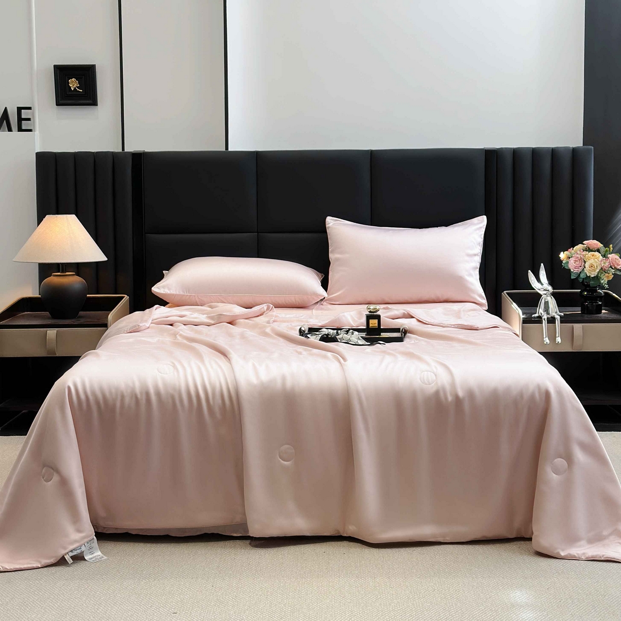 2025新款100%兰精天丝60支夏被单品夏被四件套 水粉